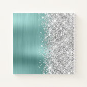 Pailleté Argent et Turquoise Clair Cahier de Notes (Dos)