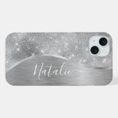 Pailleté Argent Glam Bling Métal Personnalisé (Verso Horizontal)
