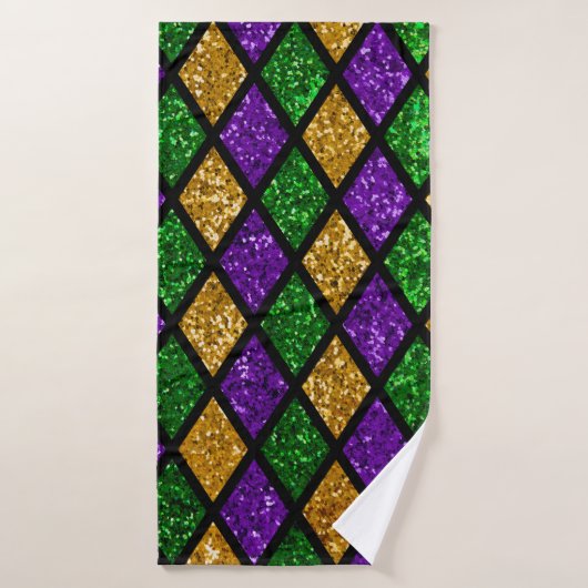 Paillette brillante verte, violette et dorée (Serviette de bain)
