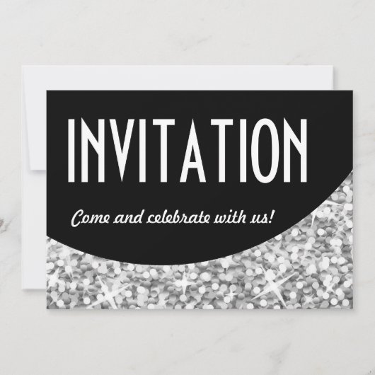 Paillettes "Argent" courbe noire invitation 'Invit (Devant)