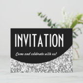 Paillettes "Argent" courbe noire invitation 'Invit (Debout devant)