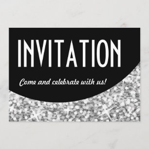 Paillettes "Argent" courbe noire invitation 'Invit
