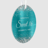 Paillettes Argent Turquoise Bleu Feuille Doux 16 (devant)