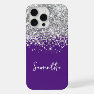Paillettes argentées et nom royal violet