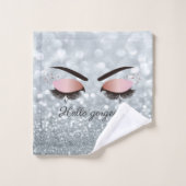 Paillettes argentées froides Bokeh, Faux cils (Gant de toilette)