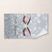 Paillettes argentées froides Bokeh, Faux cils (Serviette à main)