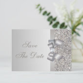 Paillettes Argentées, Nœud & Diamant Carte de Pré- (Debout devant)