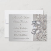 Paillettes Argentées, Nœud & Diamant Carte de Pré- (Dos)