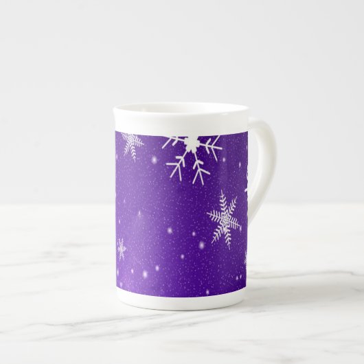 Paillettes blanches bleu violet dos d'os Chine Mug (Devant droit)