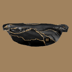 Paillettes d'agate de marbre noir or élégant Aquar