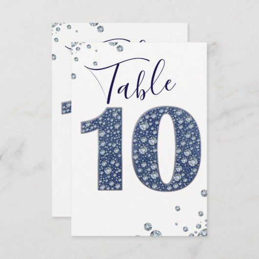 Paillettes de denim et de diamants Numéro de table (Devant / Derrière)