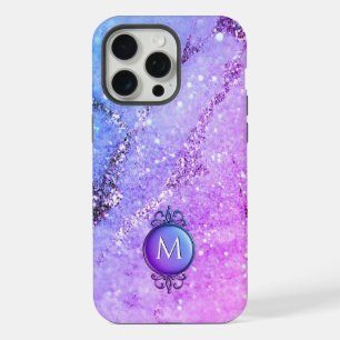 Paillettes de pastel violet et bijou monogrammé