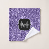 Paillettes de violet ultra violet Monogramme (Gant de toilette)