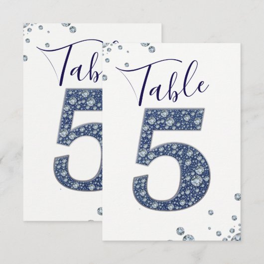 Paillettes Denim & Diamonds Numéro de Table 5 Cinq (Devant / Derrière)