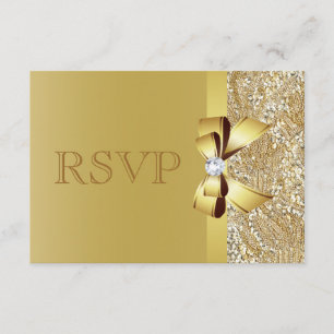 Paillettes d'or, arc et diamant RSVP