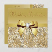 Paillettes d'or, arc et invitation de noces de (Devant / Derrière)