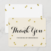 Paillettes dorées | Cartes de remerciement demoise (Devant / Derrière)