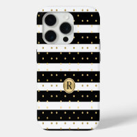 Paillettes dorées chic à pois avec rayures noires
