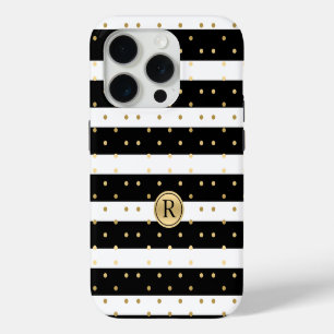 Paillettes dorées chic à pois avec rayures noires