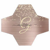 Paillettes dorées, monogramme doré, nom en script (Plat)