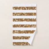Paillettes dorées rayures blanches (Serviette à main)