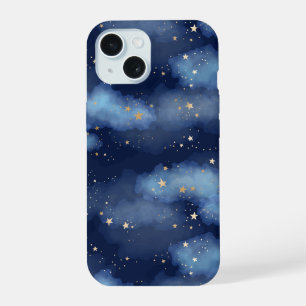 Paillettes Étoiles Dorées Motif Ciel Bleu Foncé