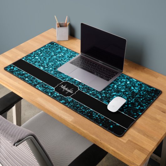 Paillettes fausses bleu aqua Monogramme (Bureau 2)