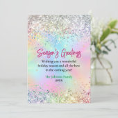 Paillettes iridescentes chic carte de vœux Noël no (Debout devant)