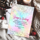 Paillettes iridescentes chic carte de vœux Noël no