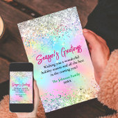 Paillettes iridescentes chic carte de vœux Noël no