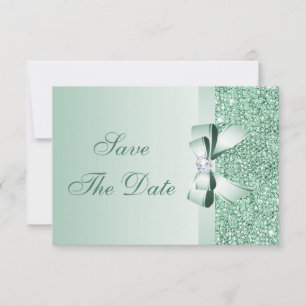 Paillettes Menthe, Nœud & Diamant Save the Date Ma