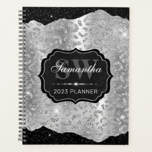 Paillettes noires et argentées Monogramme Taches d