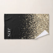 Paillettes Noires Or Monogramme Initiales Féminin (Serviette à main)