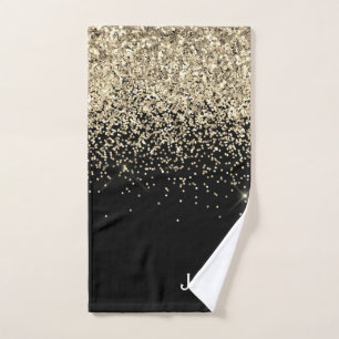 Paillettes Noires Or Monogramme Initiales Féminin