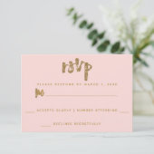 Paillettes Or Fard Rose Mariage Simple RSVP (Debout devant)