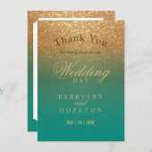 Paillettes sarcelle et or - Merci (Devant / Derrière)