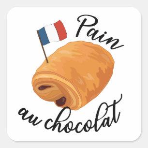 Pain Au Chocolat - Funny French Pastry Vierkante Sticker