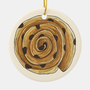 Pain Aux rozijnen Franse patisserie bakkerij voeds Keramisch Ornament