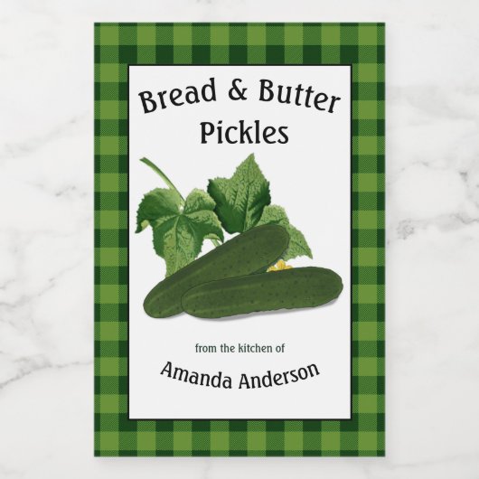 Pain & Beurre Pickets Plaid V Étiquette alimentair (Étiquettes simples)