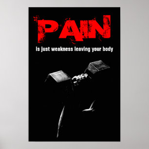 Pain Bodybuilding Fitness Inspirerend Dumbell Poster