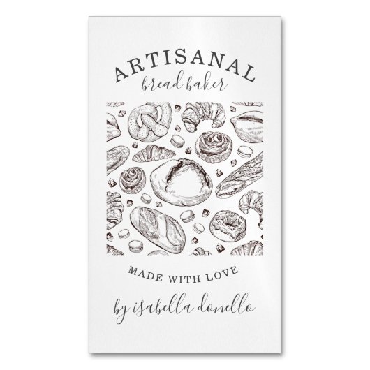 Pain boulangerie Baker Carte de visite magnétique (devant Vertical)