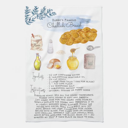 Pain Challah | Serviette de thé de recette de fami (Vertical)
