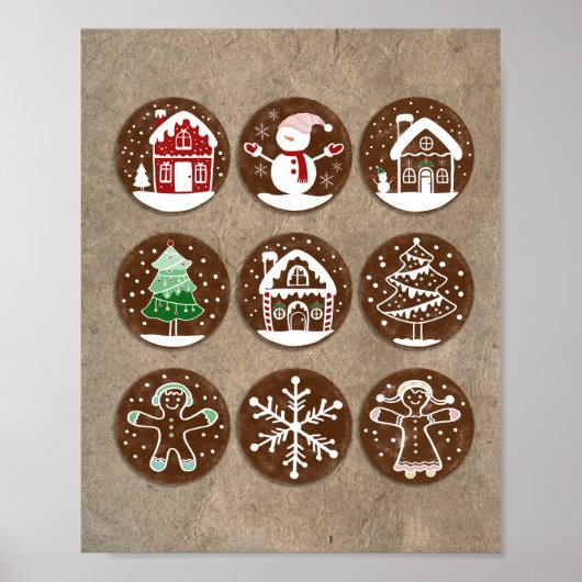 Pain d'épice de Noël Cookies Poster d'art mural (Devant)