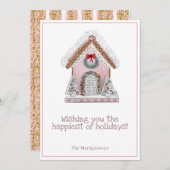 Pain d'épice rose - Carte de Noël (Devant / Derrière)