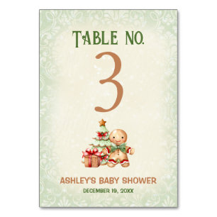 Pain d'épices Baby shower homme Numéro de la table