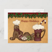 Pain d'épices de carte postale Noël chocolat chaud (Devant / Derrière)