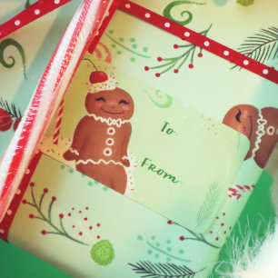 Pain d'épices Homme Sticker vert Étiquette cadeau