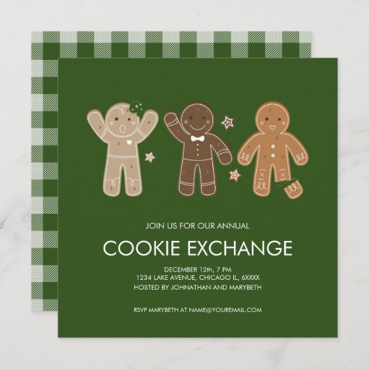 Pain d'épices Hommes Cookie Fête Invitation (Devant / Derrière)