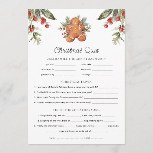 Pain d'épices Menu & Questionnaire (Dos)