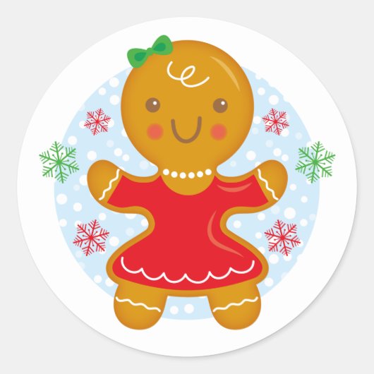 Pain d'épices Sticker rond de Noël Fille (Devant)